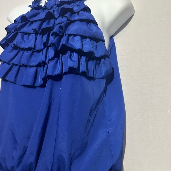 Ciel Royal Blue Ruffle Halter Top - Size Small - Picture 2 of 4